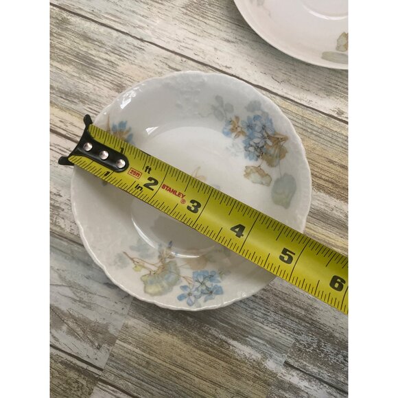 Vintage Haviland Limoges France Blue Floral Embossed Bowls & Saucer Set of 4 - Picture 6 of 14